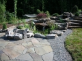 water garden surrounded by a rock garden with ornamental conifers